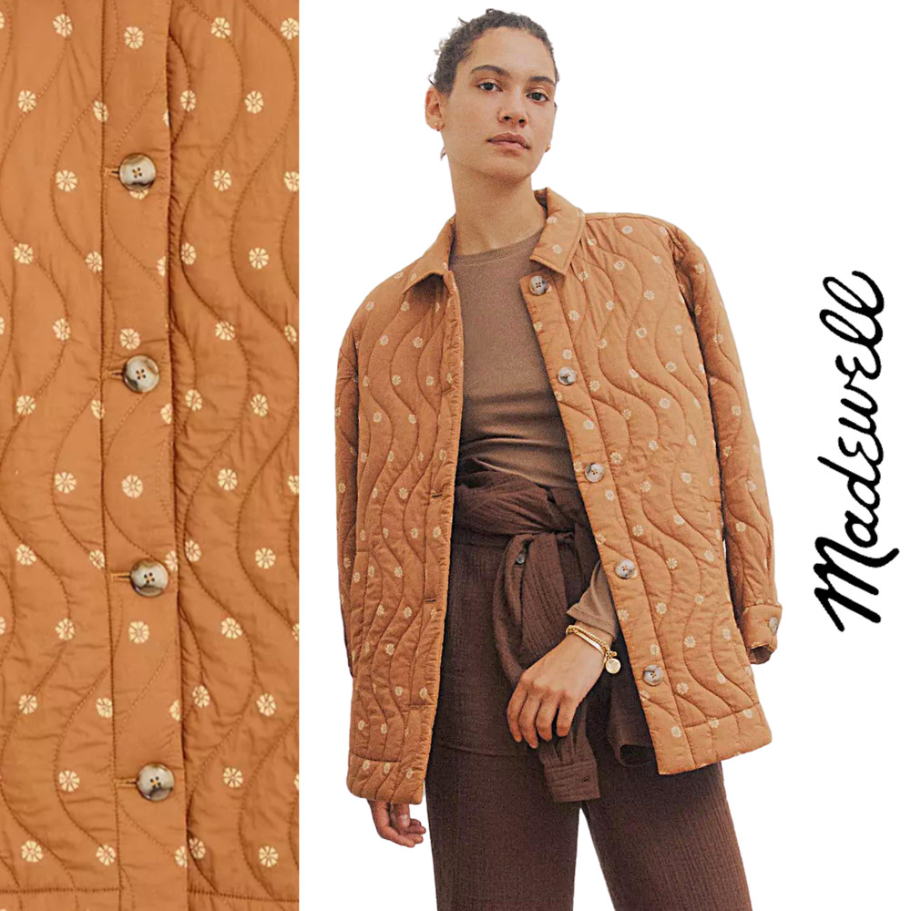 Madewell Belrose Lightweight Quilted Shirt-Jacket Shacket in Bloom Dot NWT XL
